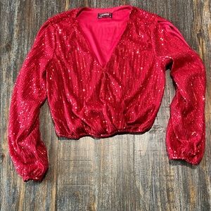 Lulumari Shimmering Red Sequin Blouse